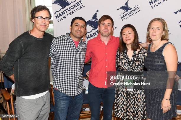 Tom Cavanagh, Rudy Valdez, Cameron Yates, Sandi Tan and Galt Niederhoffer attend Morning Coffee at the 2018 Nantucket Film Festival - Day 4 on June...