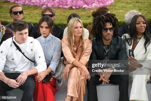 Brooklyn Beckham, Victoria Beckham, Kate Moss, Lenny Kravitz and Naomi Campbell attend the Dior Homme Menswear Spring/Summer 2019 show as part of...