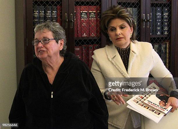 Maureen Decker, Tiger Woods' former kindergarten teacher and attorney Gloria Allred speak during a press conference at the law offices of attorney...