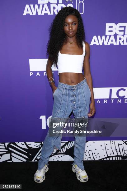 Leomie Anderson attends The Late Night Brunch during the 2018 BET Experience at OUE Skyspace LA on June 21, 2018 in Los Angeles, California.