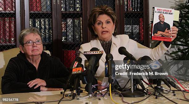 Maureen Decker, Tiger Woods' former kindergarten teacher and attorney Gloria Allred speak during a press conference at the law offices of attorney...