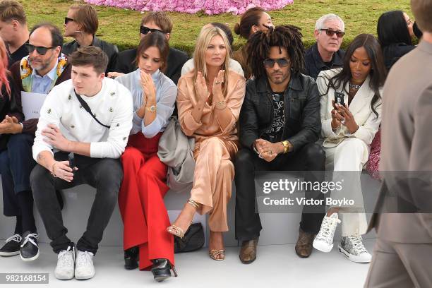 Luca Guadagnino, Brooklyn Beckham, Victoria Beckham, Kate Moss, Lenny Kravitz and Naomi Campbell attend the Dior Homme Menswear Spring/Summer 2019...