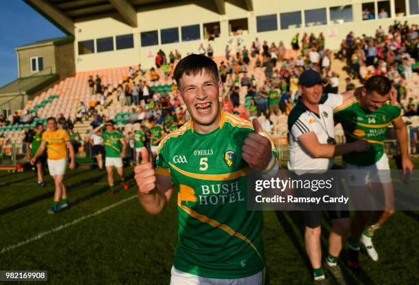 Carrick-on-Shannon , Ireland - 23 June 2018; James Rooney of Leitrim celebrates their victory in the GAA Football All-Ireland Senior Championship...