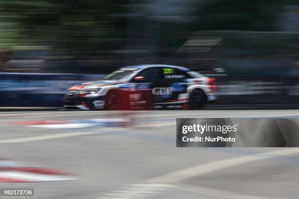 Aurelien Panis from France in Audi RS 3 LMS of Comtoyou Racing in action during the Race 1 of FIA WTCR 2018 World Touring Car Cup Race of Portugal,...