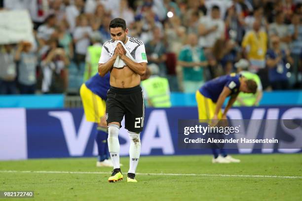 Ilkay Guendogan of Germany walks off after the 2018 FIFA World Cup Russia group F match between Germany and Sweden at Fisht Stadium on June 23, 2018...