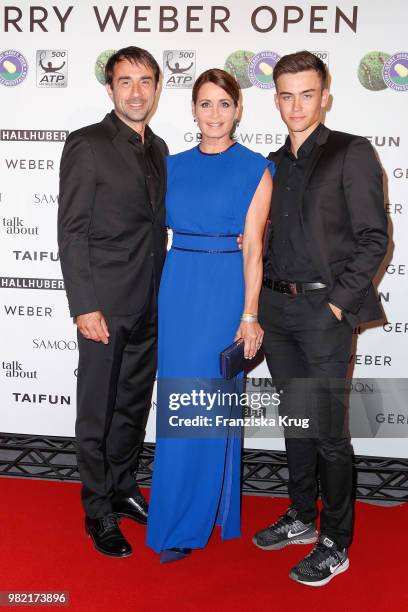 Oliver Haas, Anja Kling and son Tano Kling attend the Gerry Weber Open Fashion Night 2018 at Gerry Weber Stadium on June 23, 2018 in Halle, Germany.