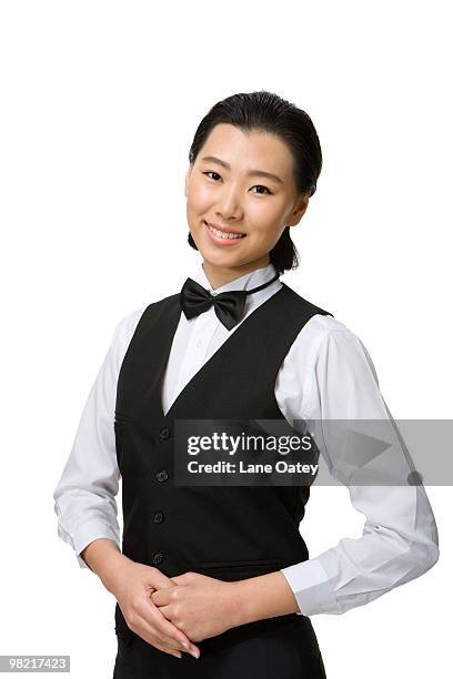 smiling service staff - dj cutout waist up stock pictures, royalty-free photos & images