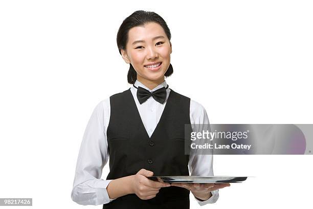 smiling service staff - dj cutout waist up stock pictures, royalty-free photos & images