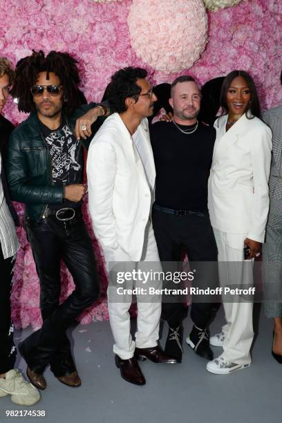 Lenny Kravitz; Haider Ackermann, Stylist Kim Jones and Naomi Campbell after the Dior Homme Menswear Spring/Summer 2019 show as part of Paris Fashion...