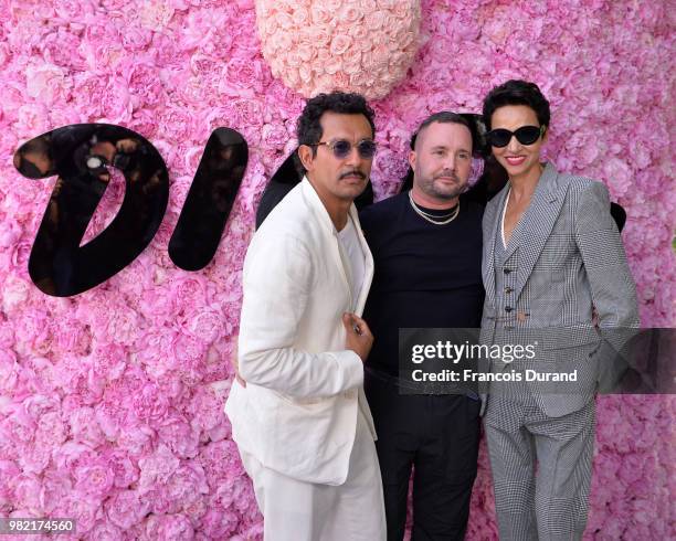 Haider Ackermann,Kim Jones and Farida Khelfa attend the Dior Homme Menswear Spring/Summer 2019 show as part of Paris Fashion Week on June 23, 2018 in...