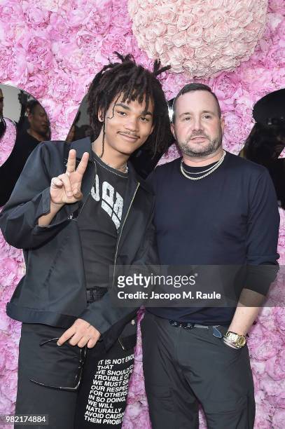 Luka Sabbat and Kim Jones attend the Dior Homme Menswear Spring/Summer 2019 show as part of Paris Fashion Week on June 23, 2018 in Paris, France.