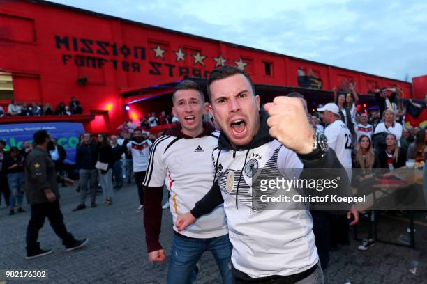 The German fans celebrate winning the Germany national team play in their 2018 FIFA World Cup Russia match against Sweden at 11 Freunde - Die...