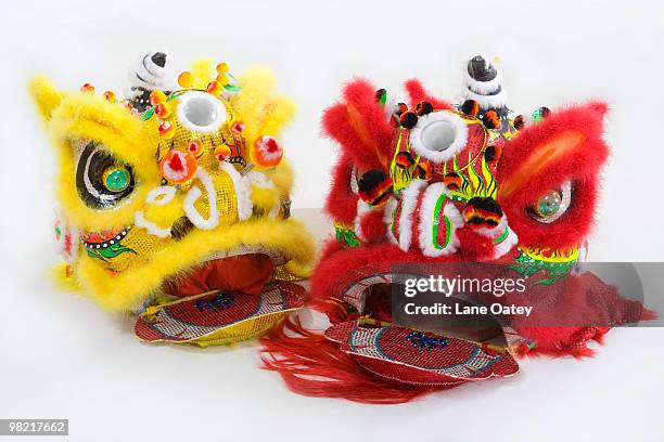 chinese traditional lion dancing - animal imitation stock pictures, royalty-free photos & images