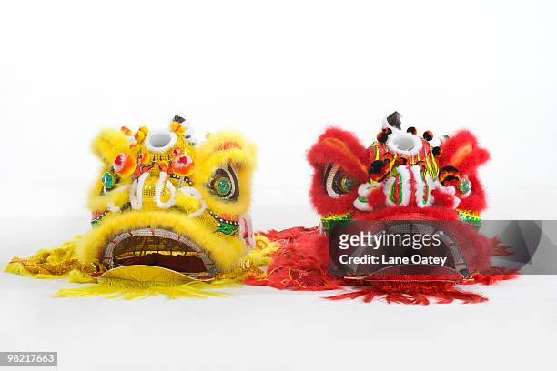 chinese traditional lion dancing - animal imitation stock pictures, royalty-free photos & images
