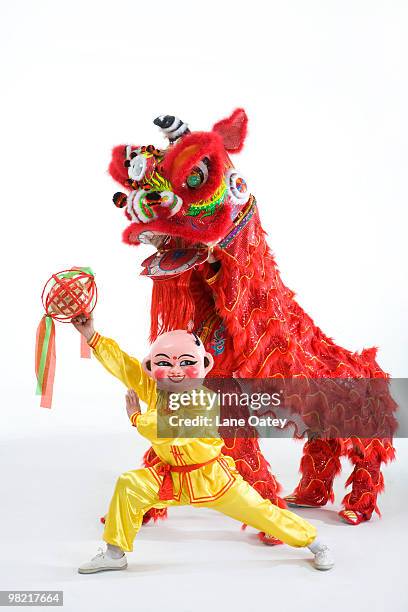 chinese traditional lion dancing - imitant un animal photos et images de collection
