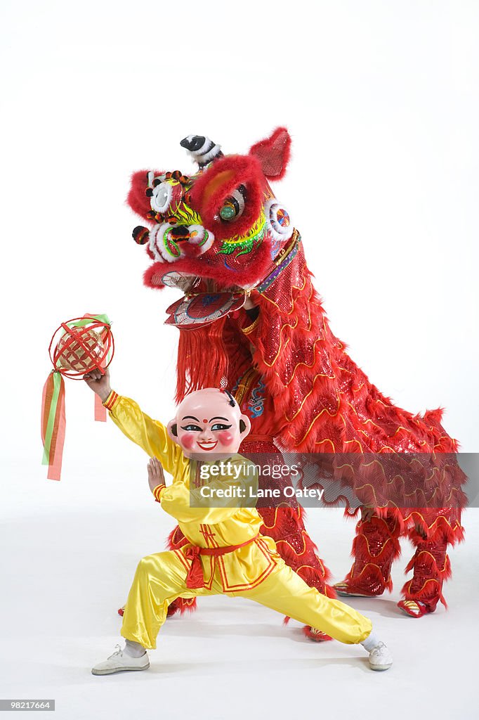 Chinese traditional lion dancing