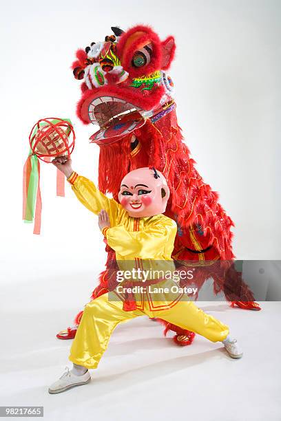 chinese traditional lion dancing - animal imitation stock pictures, royalty-free photos & images