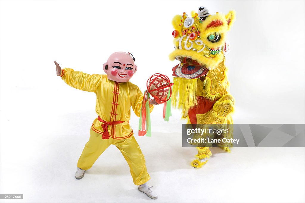 Chinese traditional lion dancing