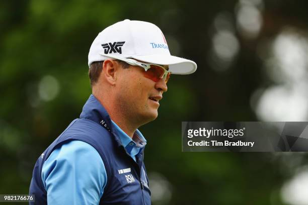 Zach Johnson of the United States walks on the fifth hole during the third round of the Travelers Championship at TPC River Highlands on June 23,...