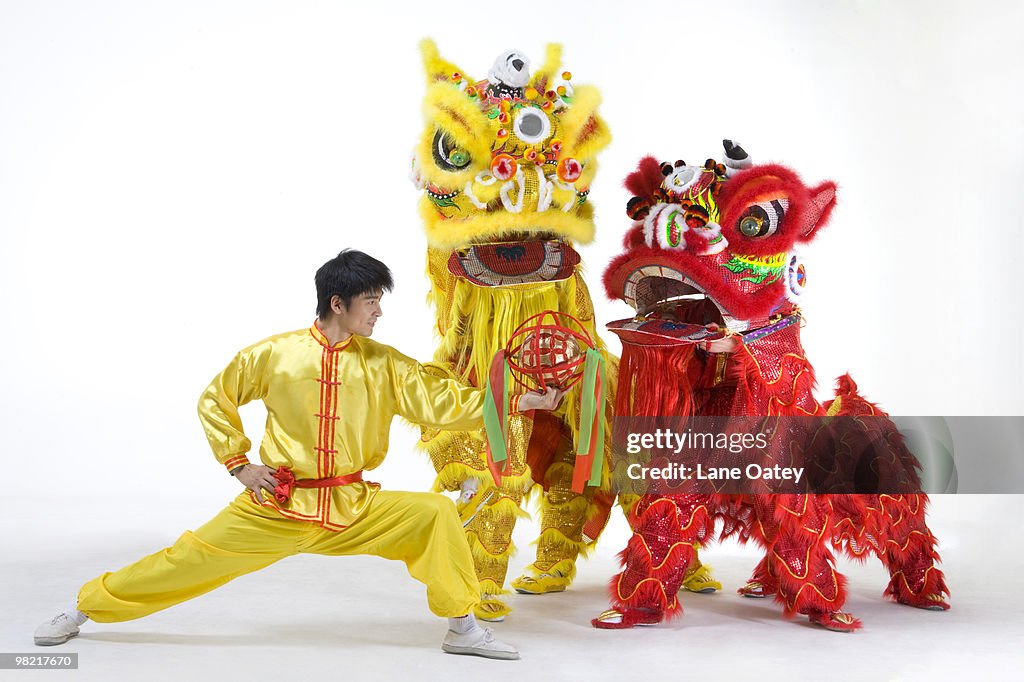 Chinese traditional lion dancing