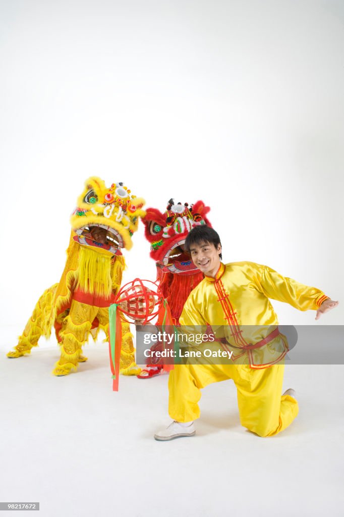 Chinese traditional lion dancing