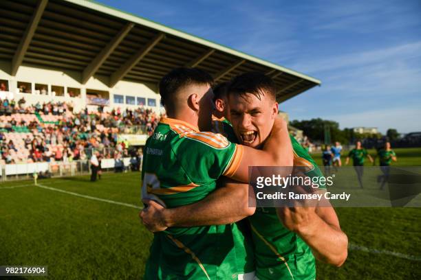 Carrick-on-Shannon , Ireland - 23 June 2018; Darragh Rooney of Leitrim celebrates their victory in the GAA Football All-Ireland Senior Championship...