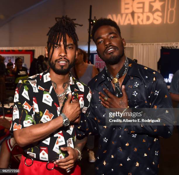 Miguel and Luke James attend day two of the 2018 BET Awards Radio Remotes on June 23, 2018 in Los Angeles, California.