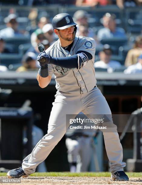 Mike Zunino of the Seattle Mariners in action against the New York Yankees at Yankee Stadium on June 21, 2018 in the Bronx borough of New York City....