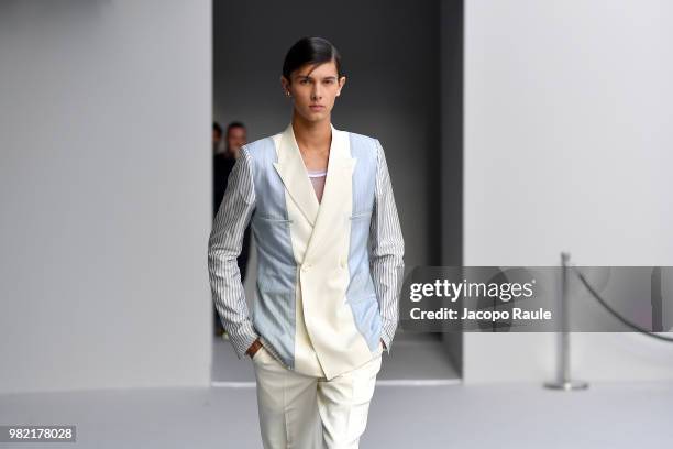 Prince Nikolai of Denmark walks the runway during the Dior Homme Menswear Spring/Summer 2019 show as part of Paris Fashion Week on June 23, 2018 in...