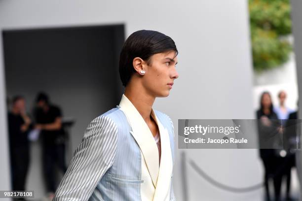 Prince Nikolai of Denmark walks the runway during the Dior Homme Menswear Spring/Summer 2019 show as part of Paris Fashion Week on June 23, 2018 in...