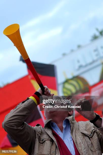 The German fans celebrate winning the Germany national team play in their 2018 FIFA World Cup Russia match against Sweden at 11 Freunde - Die...