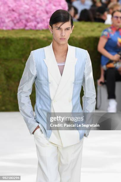 Prince Nikolai of Denmark walks the runway during the Dior Homme Menswear Spring/Summer 2019 show as part of Paris Fashion Week on June 23, 2018 in...