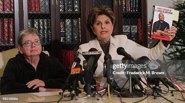 Maureen Decker, Tiger Woods' former kindergarten teacher and attorney Gloria Allred speak during a press conference at the law offices of attorney...