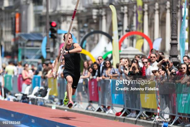 Renaud Lavillenie, pole vault during the Olympic Day, Paris Olympic Park comes to life for Olympic Day on June 23, 2018 in Paris, France.