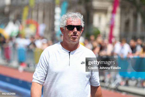 Philippe d'Encausse coach of Renaud Lavillenie, pole vault during the Olympic Day, Paris Olympic Park comes to life for Olympic Day on June 23, 2018...