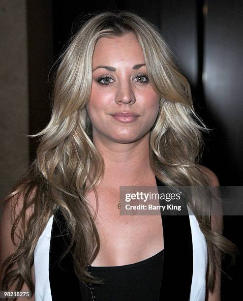 Actress Kaley Cuoco arrives at the 18th Annual "A Night At Sardi's" Fundraiser and Awards at The Beverly Hilton Hotel on March 18, 2010 in Beverly...