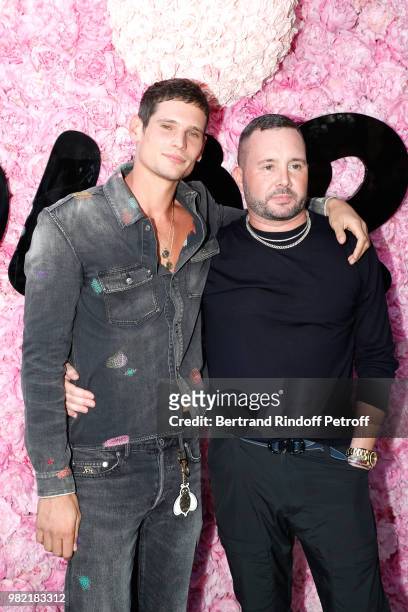 Actor Jeremie Laheurte and Stylist Kim Jones pose after the Dior Homme Menswear Spring/Summer 2019 show as part of Paris Fashion Week on June 23,...