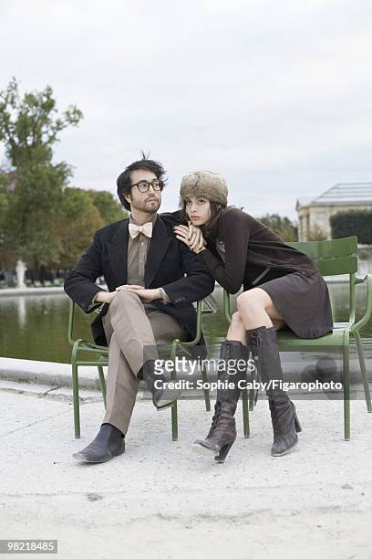 Musician Sean Lennon with his girlfriend, model and actress Charlotte Kemp Muhl, at a portrait session in Paris for Madame Figaro Magazine in 2009....