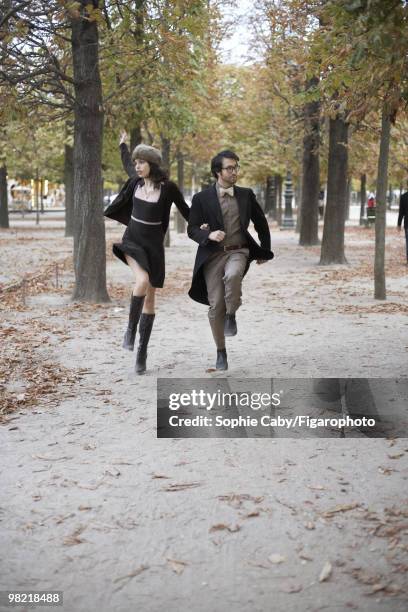 Musician Sean Lennon with his girlfriend, model and actress Charlotte Kemp Muhl, at a portrait session in Paris for Madame Figaro Magazine in 2009....