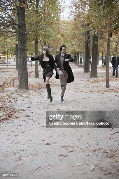 Musician Sean Lennon with his girlfriend, model and actress Charlotte Kemp Muhl, at a portrait session in Paris for Madame Figaro Magazine in 2009....