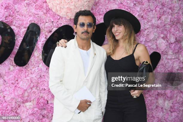 Haider Ackermann and Lou Doillon attends the Dior Homme Menswear Spring/Summer 2019 show as part of Paris Fashion Week on June 23, 2018 in Paris,...