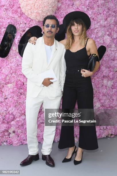 Haider Ackermann and Lou Doillon attends the Dior Homme Menswear Spring/Summer 2019 show as part of Paris Fashion Week on June 23, 2018 in Paris,...