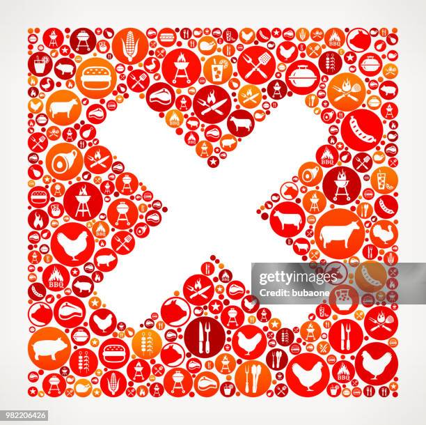 x marks barbecue party icon pattern background - grill marks stock illustrations