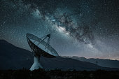 Radio Telescope Observatory under starry night