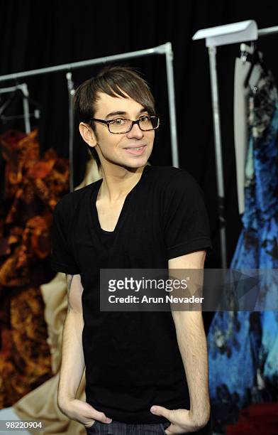 Designer Christian Siriano backstage at Christian Siriano Spring 2010 during Mercedes-Benz Fashion Week at Bryant Park on September 12, 2009 in New...