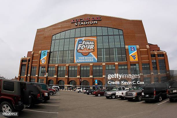 General view of the exterior of Lucas Oil Stadium prior to the 2010 Final Four of the NCAA Division I Men's Basketball Tournament on April 2, 2010 in...