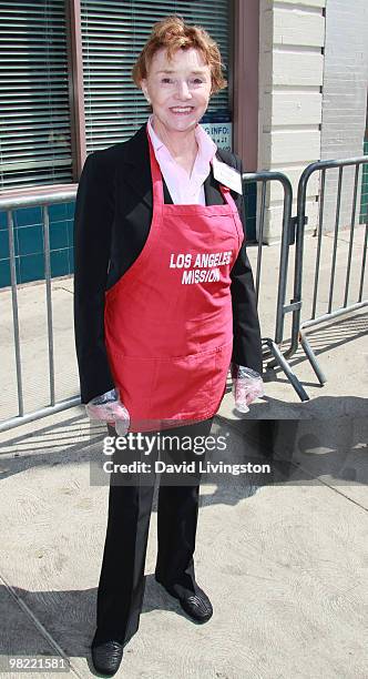 Actress Peggy McCay volunteers at the Los Angeles Mission during Easter on April 2, 2010 in Los Angeles, California.