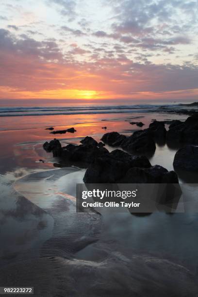sunset woolacombe north devon coast - woolacombe devon stock pictures, royalty-free photos & images