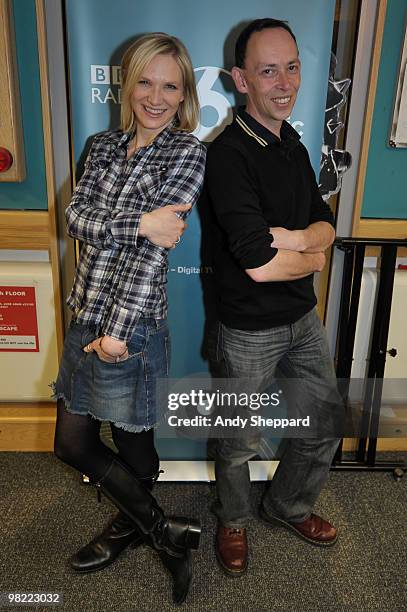 Presenters Jo Whiley and Steve Lamacq host a special edition of The Evening Session at the BBC 6 Music Studios on April 2, 2010 in London, England.