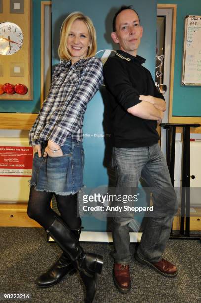 Presenters Jo Whiley and Steve Lamacq host a special edition of The Evening Session at the BBC 6 Music Studios on April 2, 2010 in London, England.